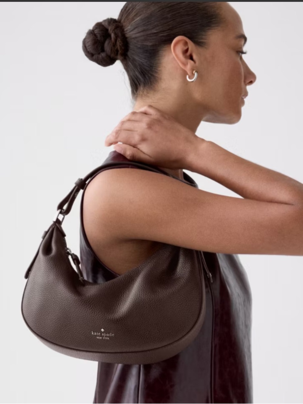 NWT Kate Spade KP883 Selene Pebbled Leather Shoulder Bag Crossbody In Hot Fudge - Picture 3 of 10